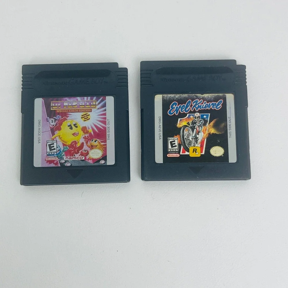 Nintendo Game Boy Color Game Lot Ms Pac-Man Evel Knievel Black Cartridge GBC